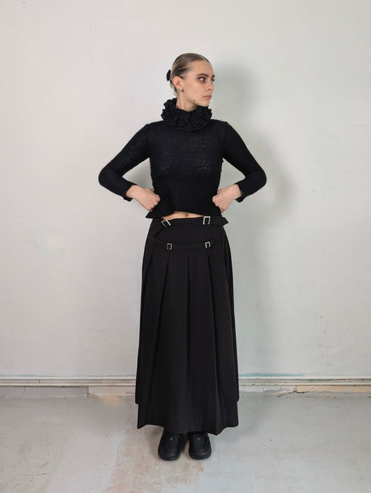 Pleated Belt Skirt