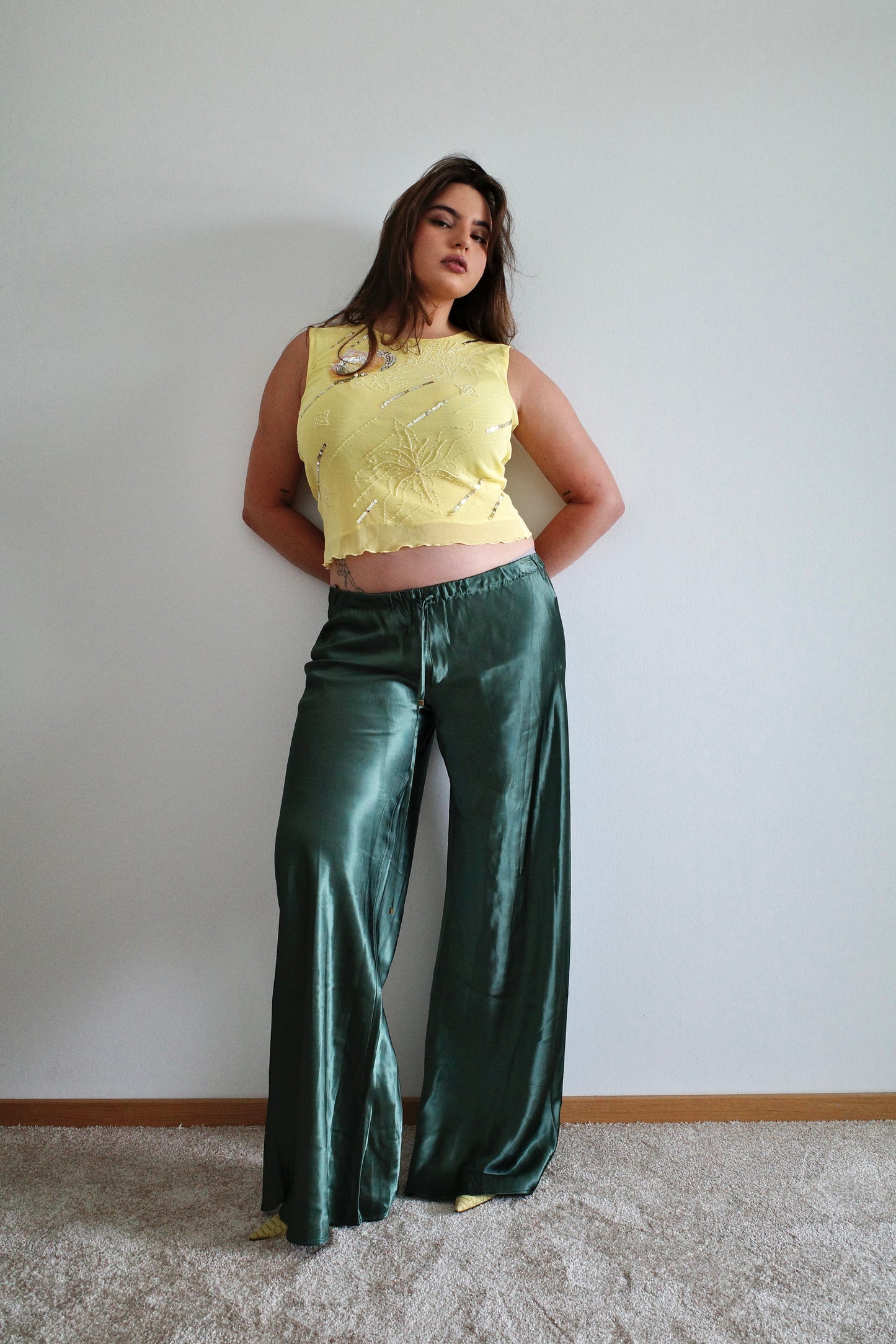 Roberto Cavalli Low Waist Silk Pants