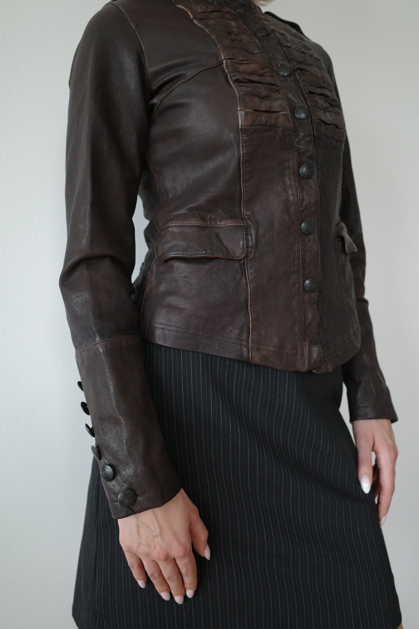 REAL LEATHER MILITARY JACKET