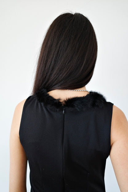 CONPIBEL DRESS W FUR COLLAR