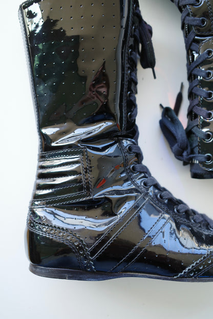 MIU MIU PATENT LEATHER BOXING BOOTS