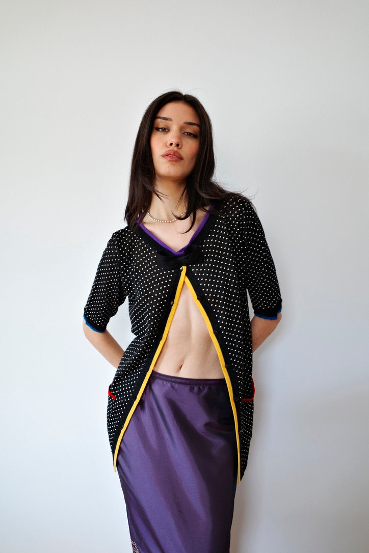 RETRO POLKA DOT CARDIGAN
