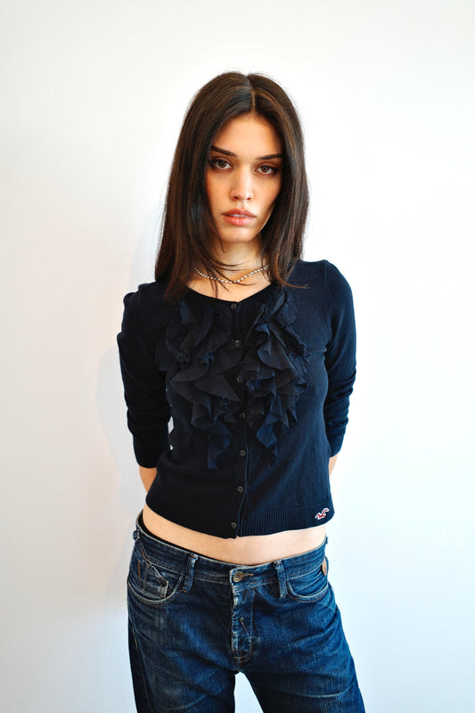 HOLLISTER VINTAGE RUFFLED CARDIGAN