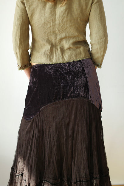MAIS IL EST OÙ LE SOLEIL? VELVET & MESH MIDI SKIRT