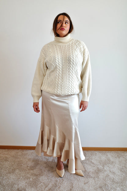 SILKY RUFFLED MAXI SKIRT