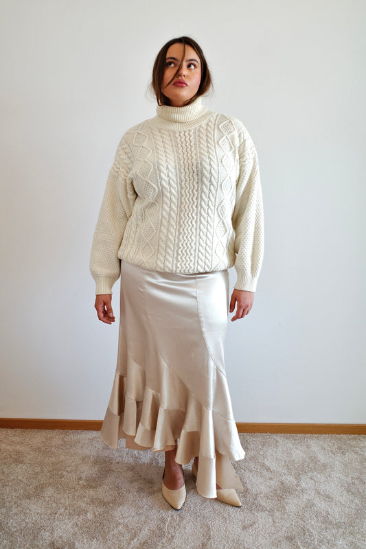 SILKY RUFFLED MAXI SKIRT