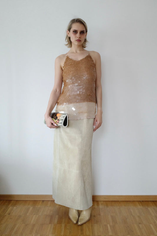 SUEDE LEATHER MAXI SKIRT