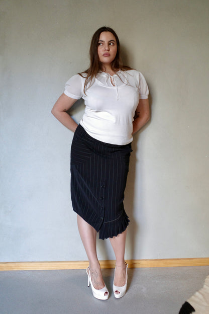 ASYMMETRICAL PINSTRIPE SKIRT