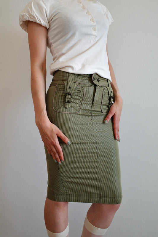 ROBERTO CAVALLI BUCKLED PENCIL SKIRT