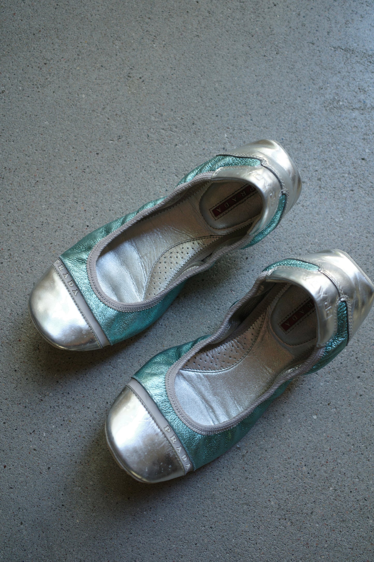 PRADA METALLIC BALLET FLATS