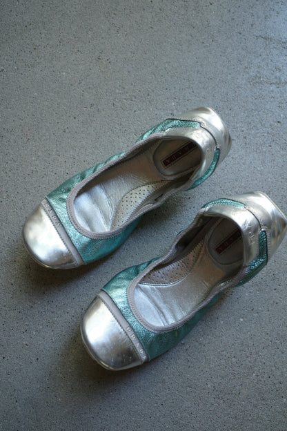 PRADA METALLIC BALLET FLATS
