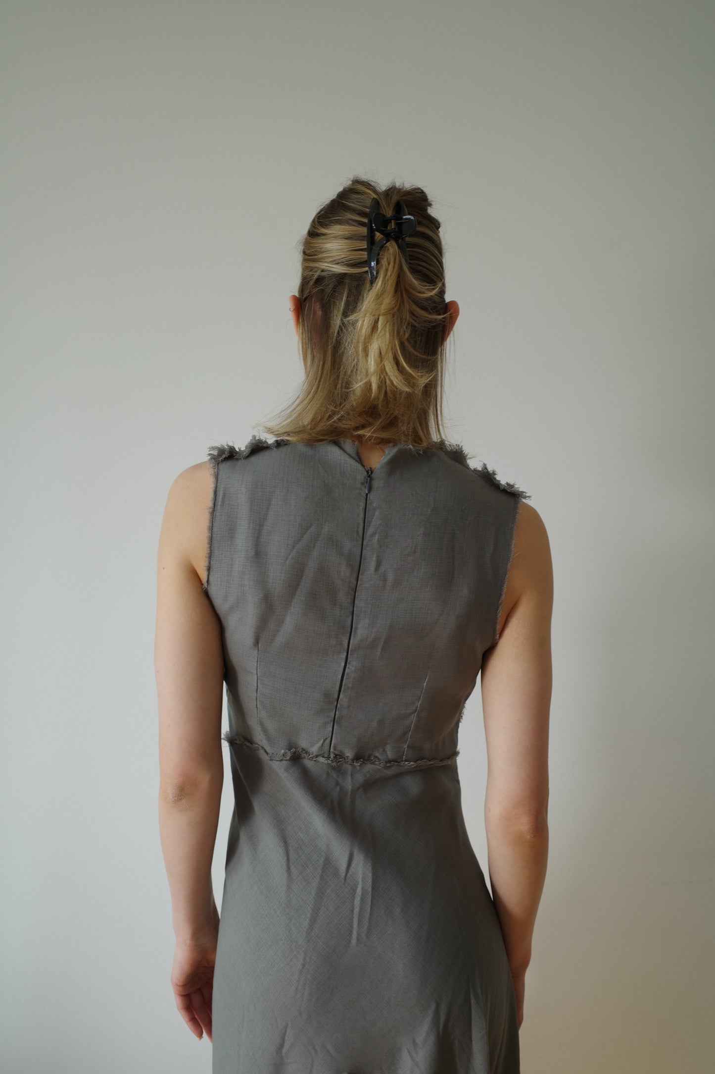 ASYMETRICAL LINEN MIDI DRESS