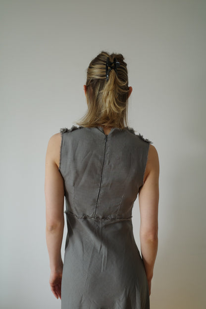 ASYMETRICAL LINEN MIDI DRESS
