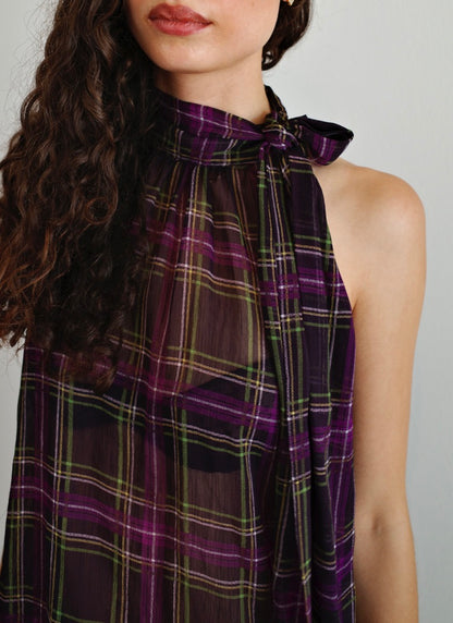 VINTAGE SHEER HALTER NECK DRESS