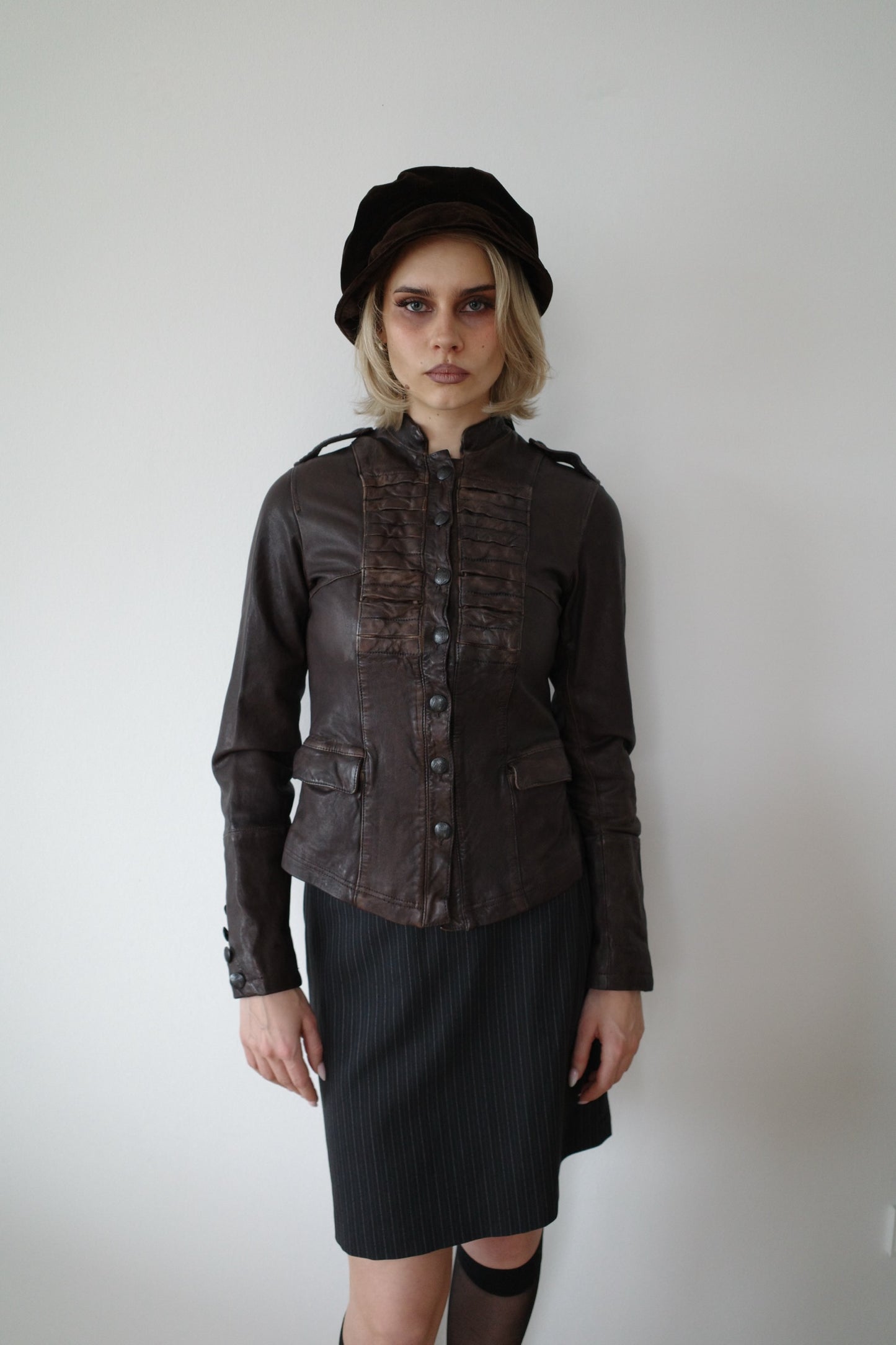 REAL LEATHER MILITARY JACKET