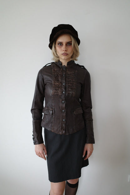 REAL LEATHER MILITARY JACKET