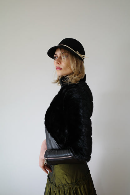 FITTED WAIST FAUX FUR JACKET