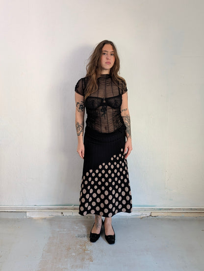 Polka Dot Knit Midiskirt