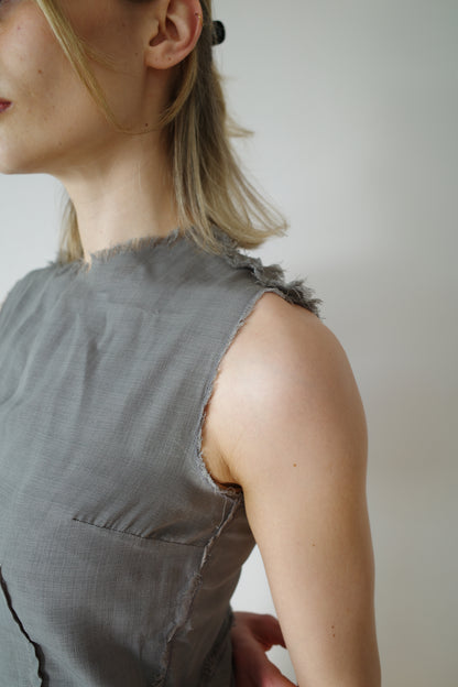 ASYMETRICAL LINEN MIDI DRESS