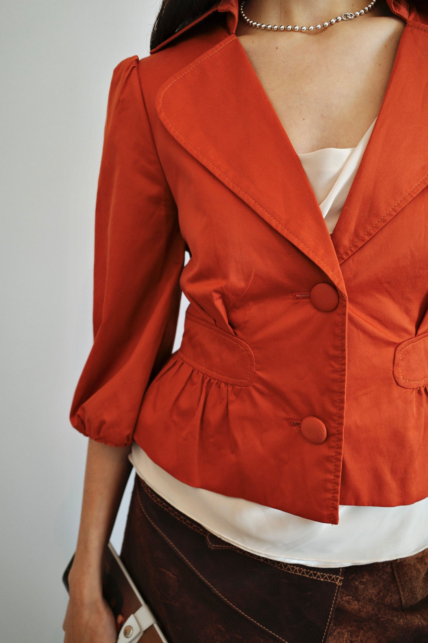 PEPLUM JACKET W/ PUFFED SLEEVES