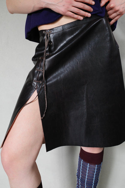 GIANFRANCO FERRÉ LACE-UP LEATHER SKIRT
