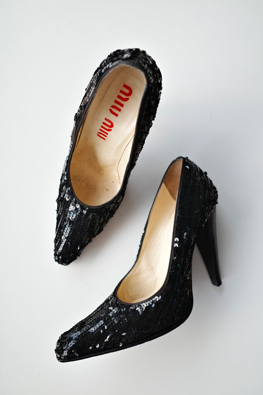 MIU MIU F/W 1997 SEQUIN HEELS