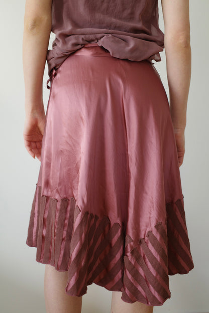 VINTAGE 100% SILK MAUVE SKIRT
