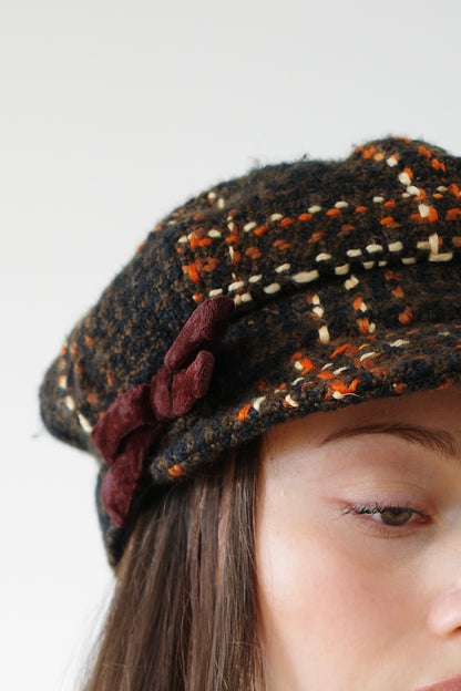 CHECKERED WOOL HAT WITH BOW