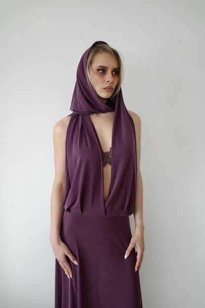 DRAPED CUPRO MAXI DRESS