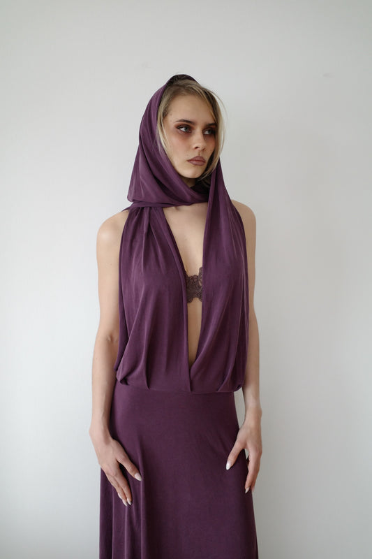 DRAPED CUPRO MAXI DRESS