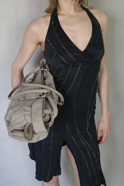 PURE SILK HALTERNECK DRESS
