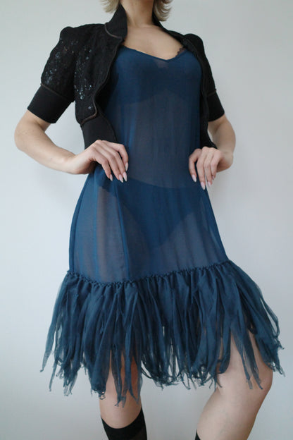 VINTAGE FEATHERY MESH DRESS