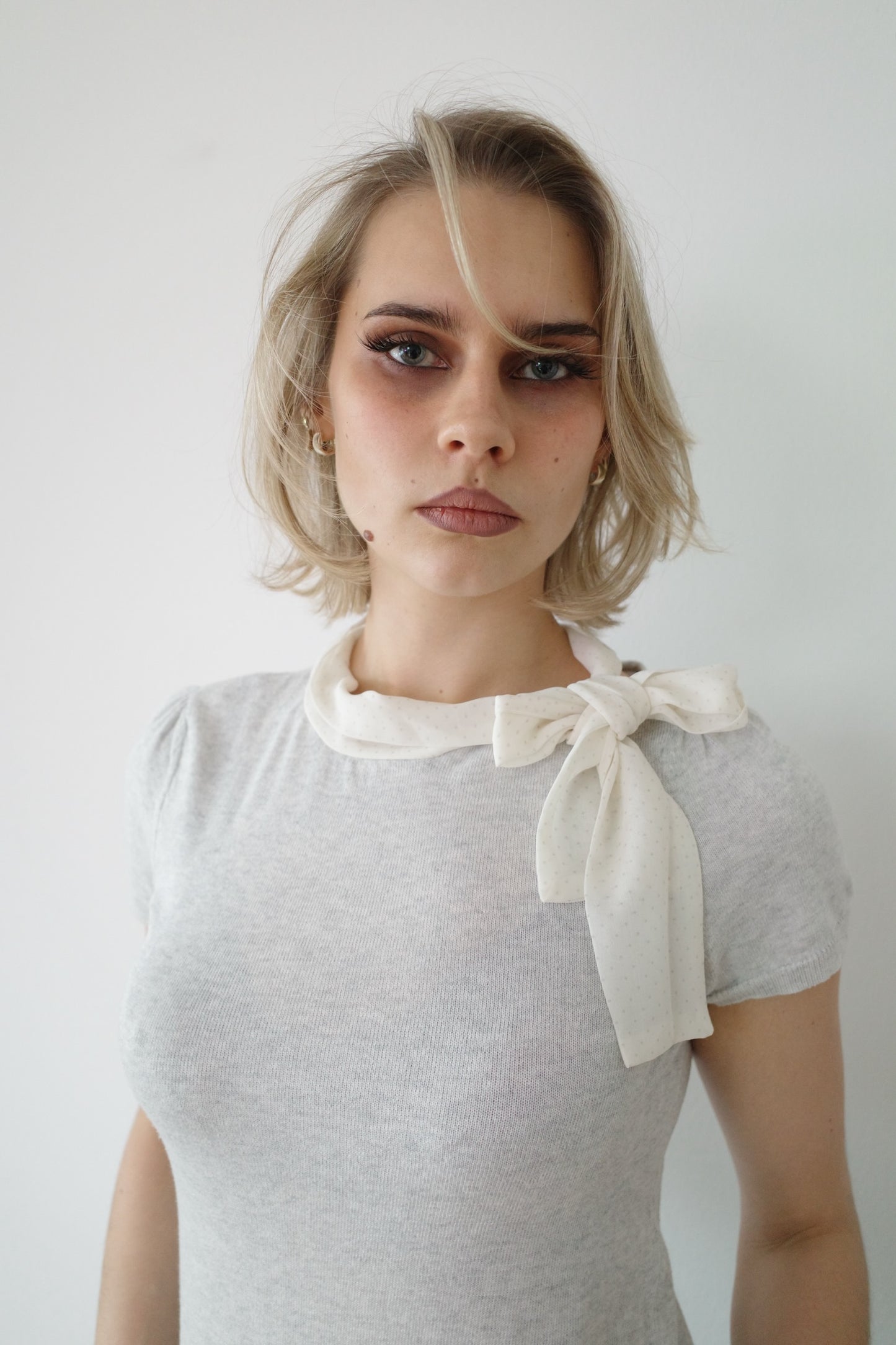 KNIT SHIRT WITH SCARF COLLAR