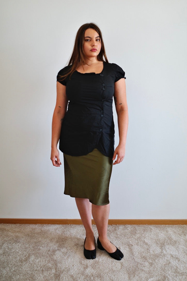 VINTAGE SATIN MIDI SKIRT