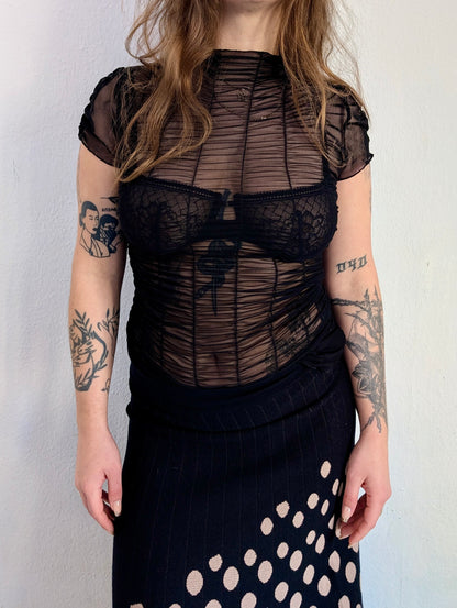 Vintage Ruffled Meshtop