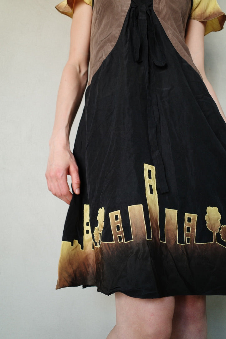 2000s PURE SILK SKYLINE DRESS