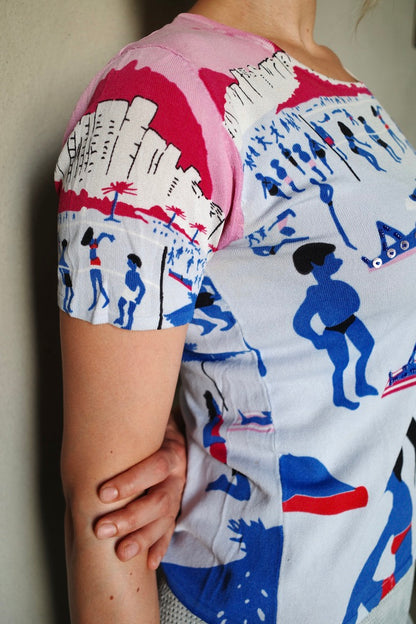 VINTAGE BEACH TEE /W PEARL EMBROIDERY