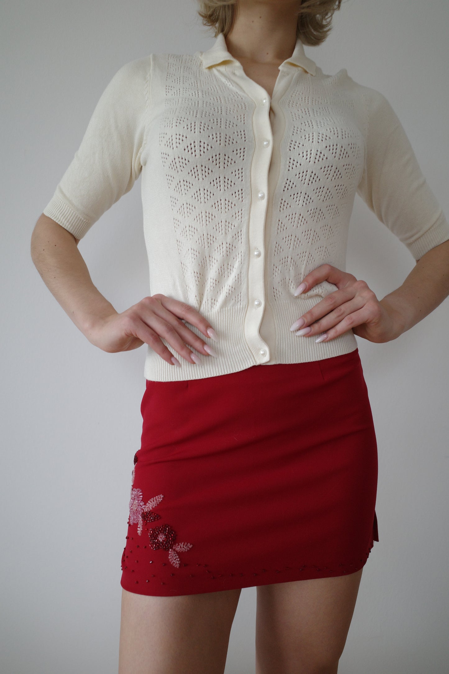 EMBROIDERED FLORAL MINISKIRT