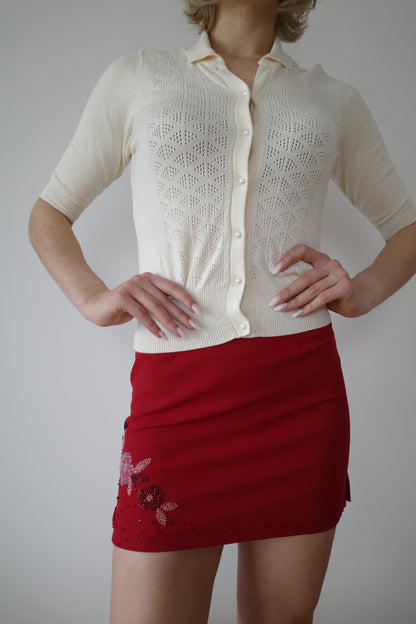 EMBROIDERED FLORAL MINISKIRT