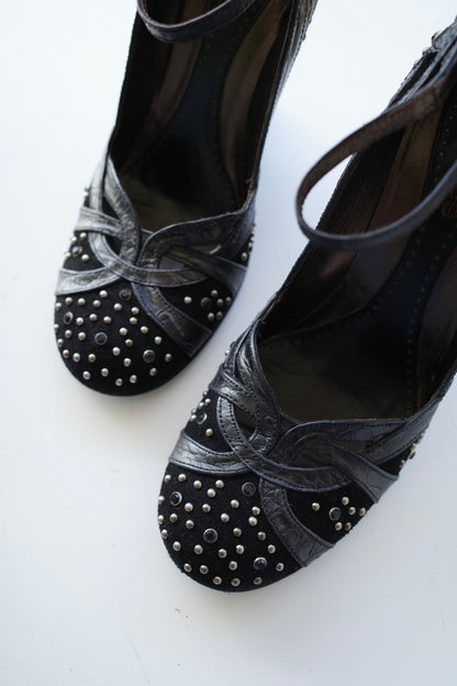 EL DANTES STUDDED SCULPTURAL WEDGES