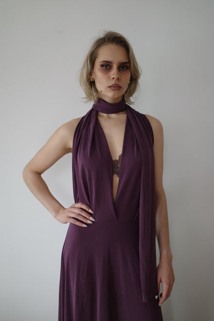 DRAPED CUPRO MAXI DRESS