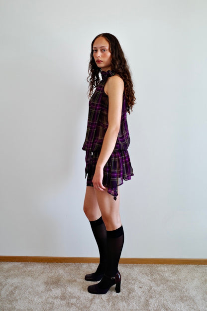 VINTAGE SHEER HALTER NECK DRESS