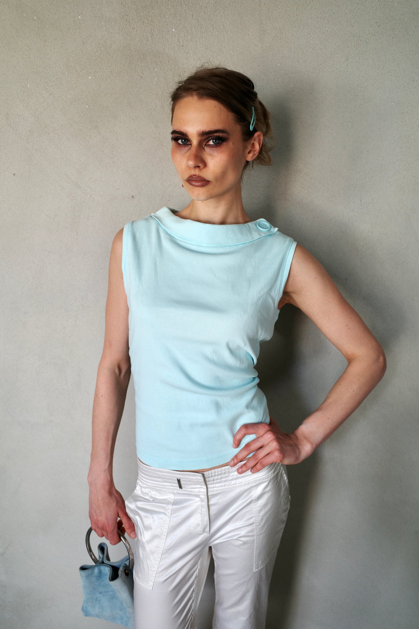 BABYBLUE BUTTON DETAIL SHIRT