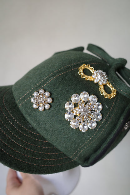 MIU MIU F/W 2019 BROOCH WOOL CAP