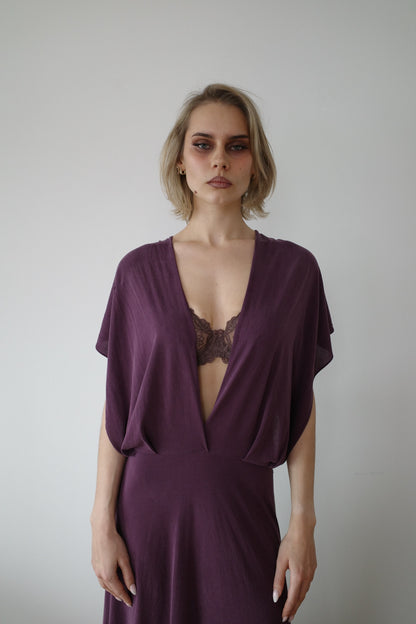 DRAPED CUPRO MAXI DRESS