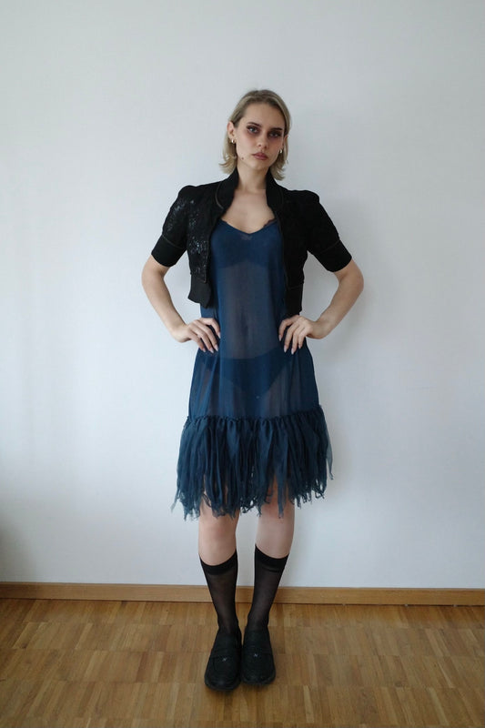 VINTAGE FEATHERY MESH DRESS