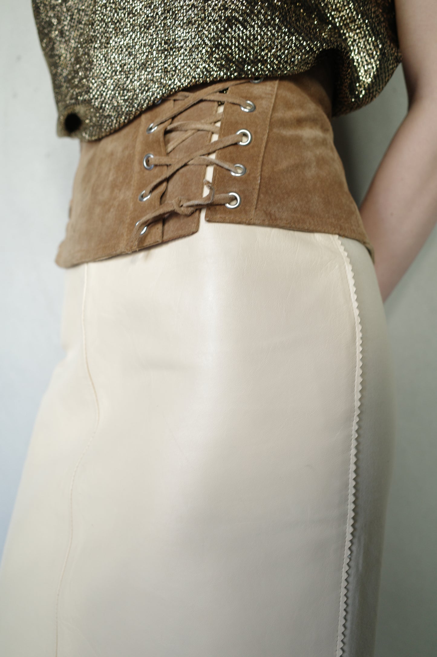 LEATHER MIDI SKIRT