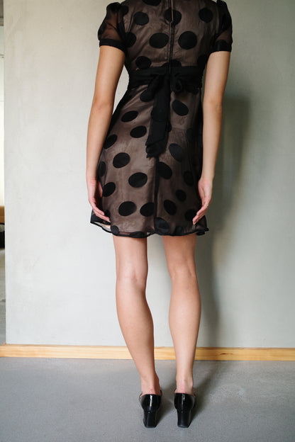 RETRO CHIFFON POLKA DOT DRESS