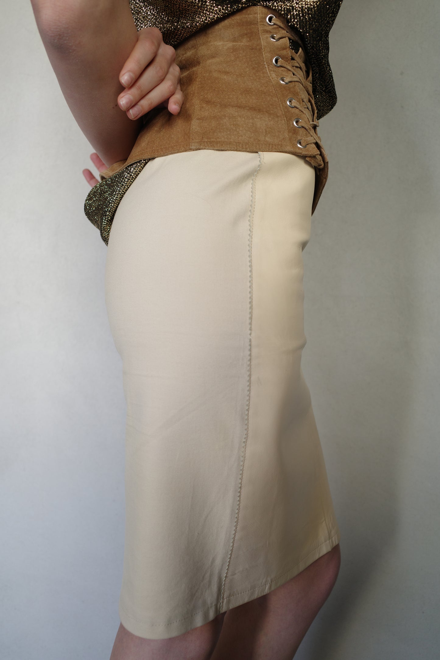 LEATHER MIDI SKIRT