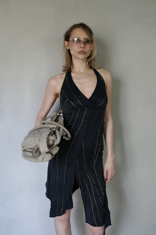 PURE SILK HALTERNECK DRESS